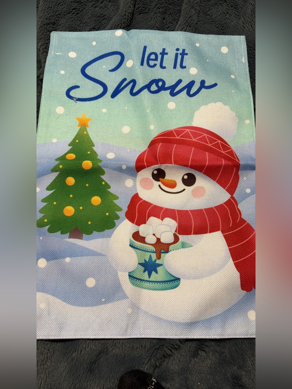 Let It Snow Red Snowman Holiday Garden Flag
